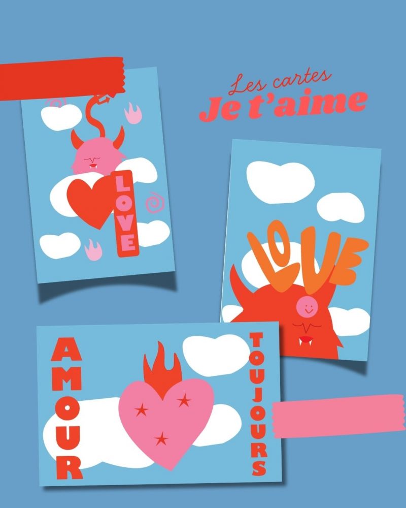Carte Amour - lot de 3